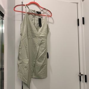 Mint asymmetrical spaghetti strap dress